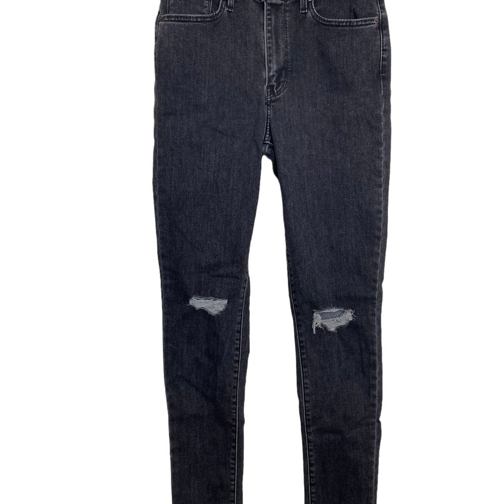 Levis Womens 721 High Rise Skinny Jeans Size 28 Black Distressed Grunge Goth - Picture 12 of 12